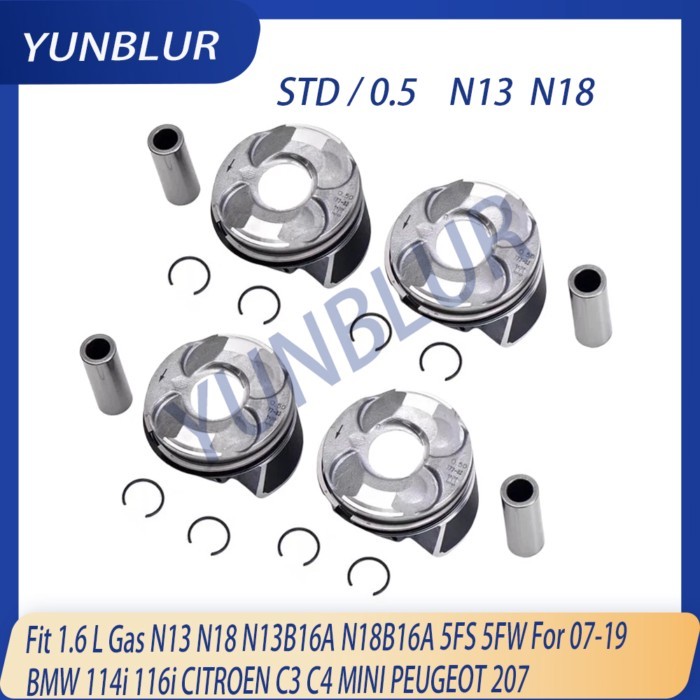 4pcs Engine Piston & Ring Kit Fit 1.6 L Gas N13 N18 N13B16A N18B16A 5FS 5FW For 07-19 BMW 114i 116i