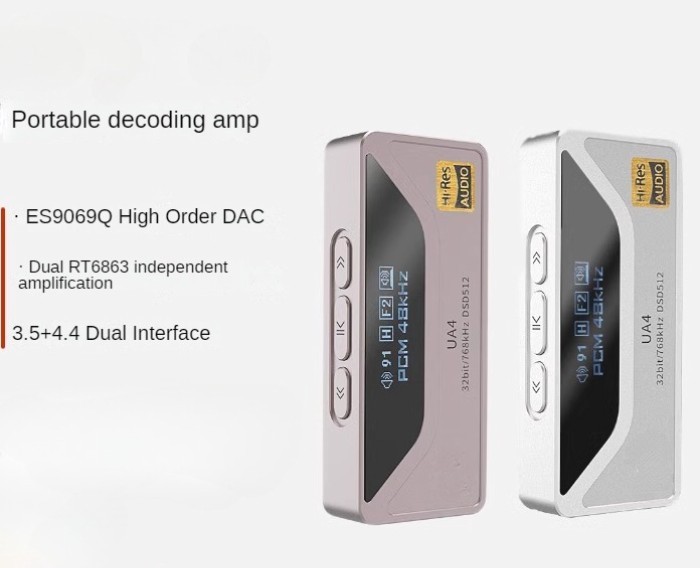 UA4 MQA Portable USB DAC Amp Headphone Amplifier Hi-Res Audio Es9069q 2 * Rt6863 Chips Pcm768 Dsd51