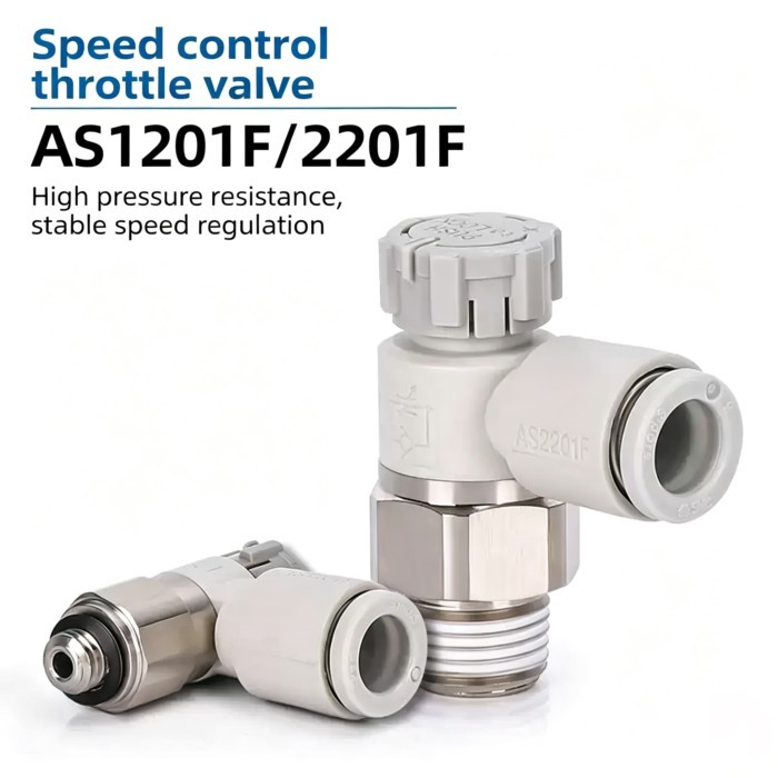 10Pcs SMC Type Speed Controller With One-touch Fitting Meter-out Throttle Valve Pneumatic Fitting A