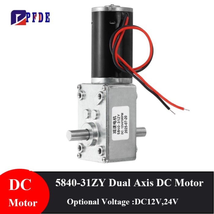 5840-31zy Dual Axis DC12V 24V Worm Gear Motor, Self-Locking High Torque Speed Reduction Gear Motor