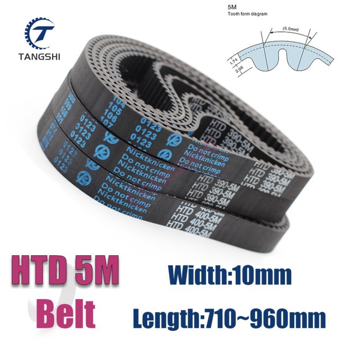 HTD 5M Rubber Closed Loop Timing Belt Width 10mm Length 5M-710 715 720 725 730 735 740 745 750 755
