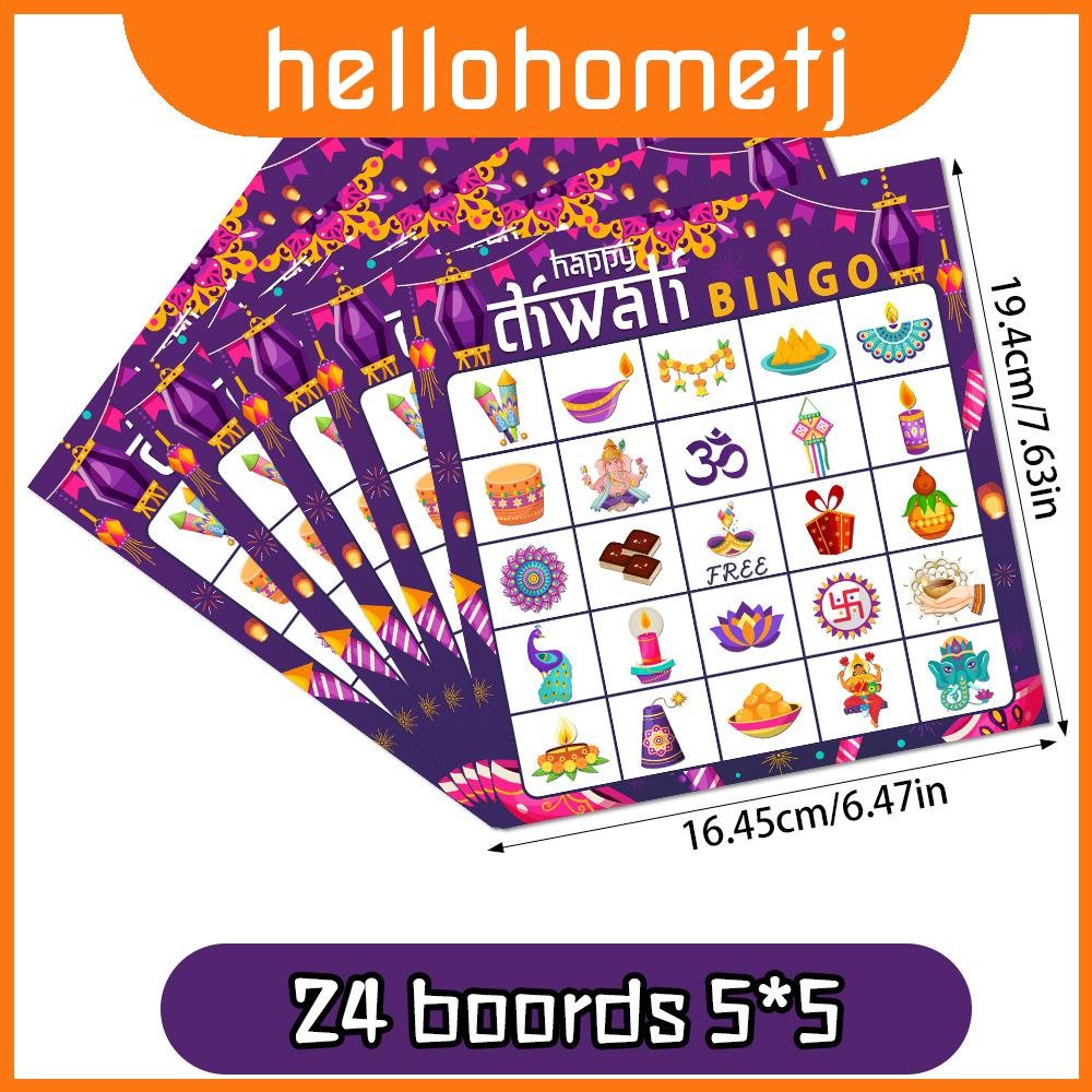 ชุดเกมบิงโกอินเดียสำหรับงานเฉลิมฉลอง Diwali พร้อมการ์ดกระดาษสำหรับเด็กและปาร์ตี้