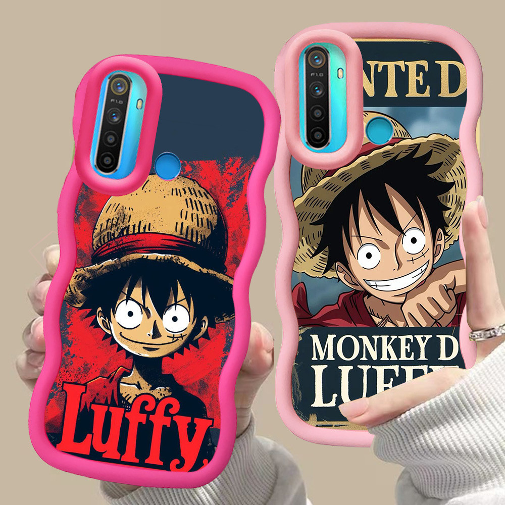 MERAH D-3 One Piece Luffy สีชมพูสีแดงสําหรับ OPPO A31 A91 Reno 3 Realme 5 6i 5i 5s สีดํา