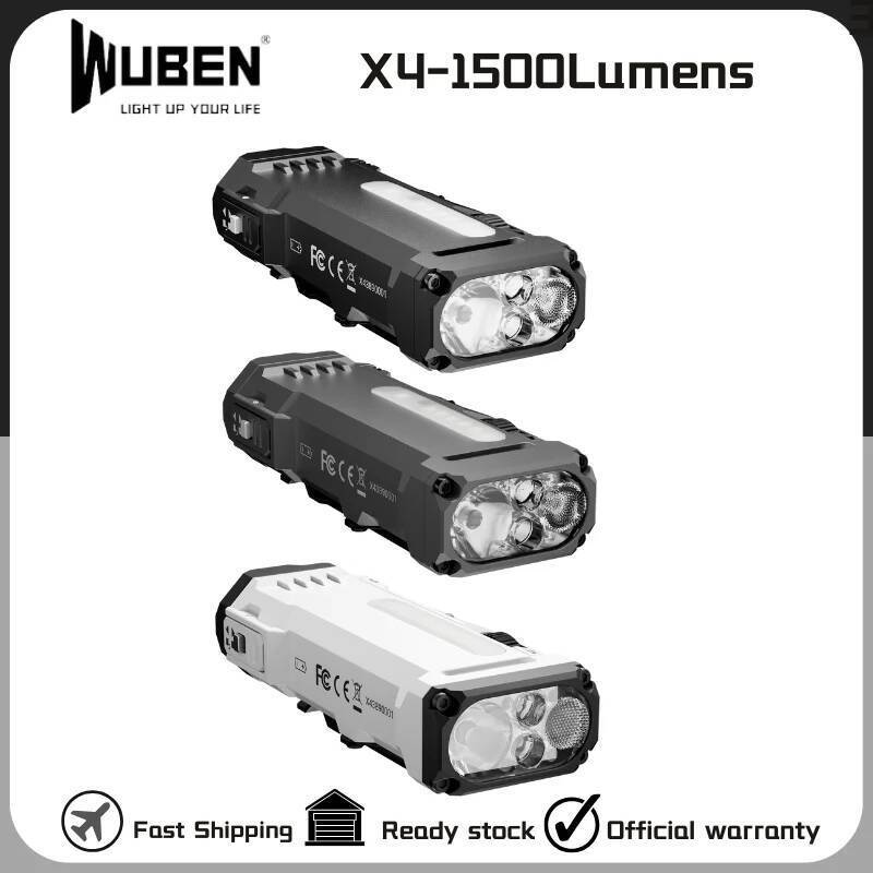 WUBEN X4 EDC ไฟฉายสูงสุด 1500Lumens USB-C ชาร์จ 3400mAh แบตเตอรี่ CompacT-Sized Protabled Keychian L