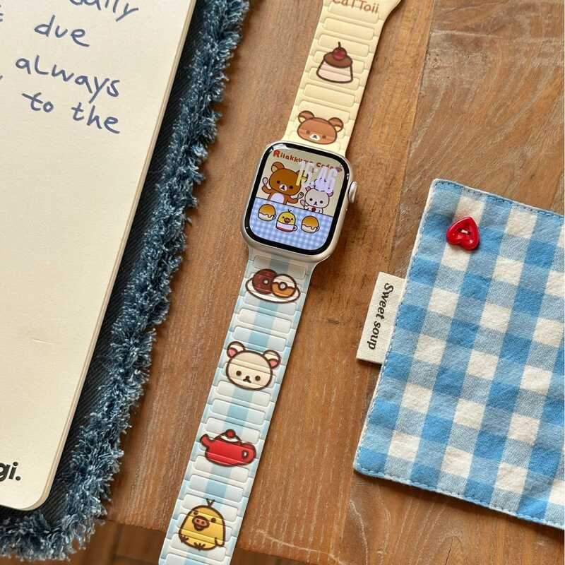 Rilakkuma Print Loop Magnetic Strap เหมาะสําหรับ Apple Watch iwatch11 Generation 98765UltraSE