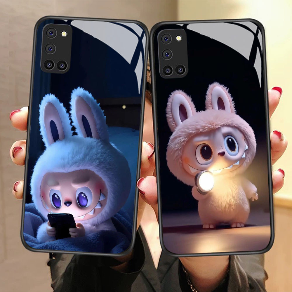 CK-11 Cue Labubu HD Glass Casing สําหรับ OPPO A92 A72 A94 A52 F19 Reno 5 5F Lite Pro