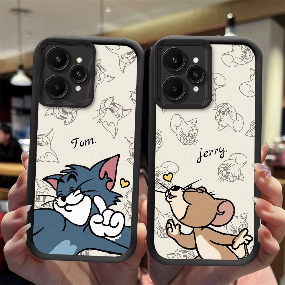 J-18 couple Cat Mouse ดำขาวชมพูเคสโทรศัพท์หรับ Realme 9i V23i C35 C31 Q5i 10 V23 5G
