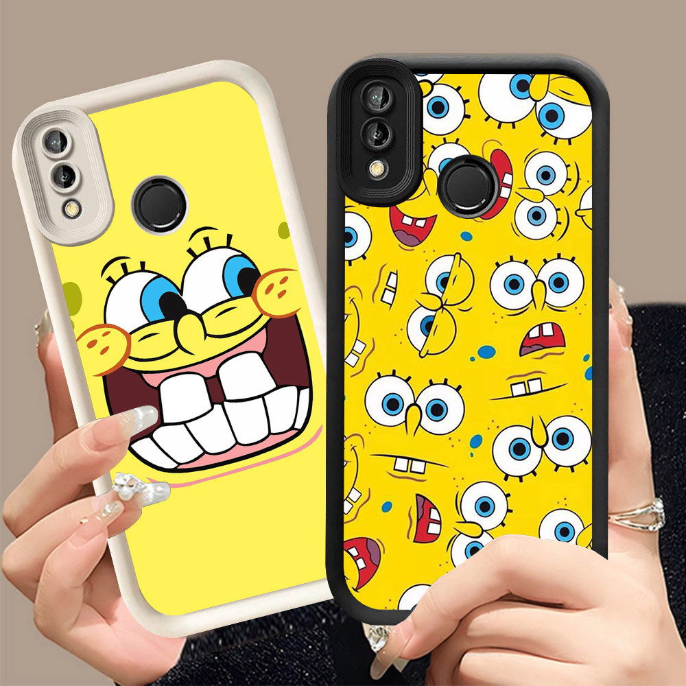 Q-25 SpongeBob ขาวดำเคสโทรศัพท์หรับ VIVO Y91C Y91 Y1S Y93 Y95 ปกสีชมพู