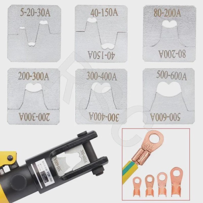 Hydraulic Cable Crimper Dies Hydraulic Crimping Tool for YQK-240/300 Die Size Range 5A-600A