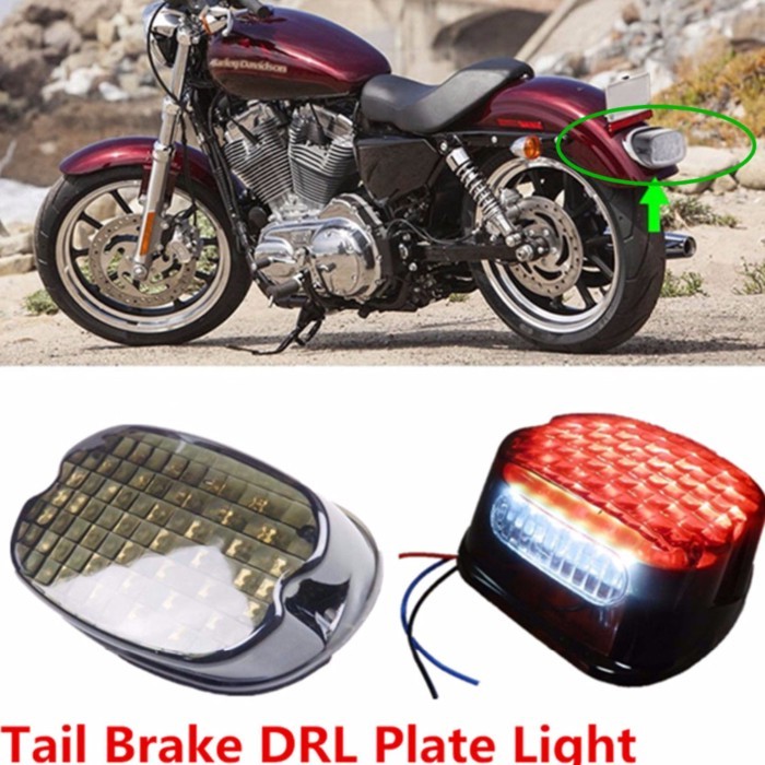 Low-profile Red/Smoke Lens Running Lamp LED Brake Tail Light License Light Motorcycle For Harley Dy