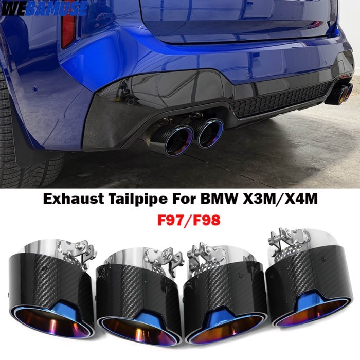 Replacement Installation Exhaust Tip For BMW X3M F97 X4M F98 Up M Performance Carbon Fiber Tailpipe