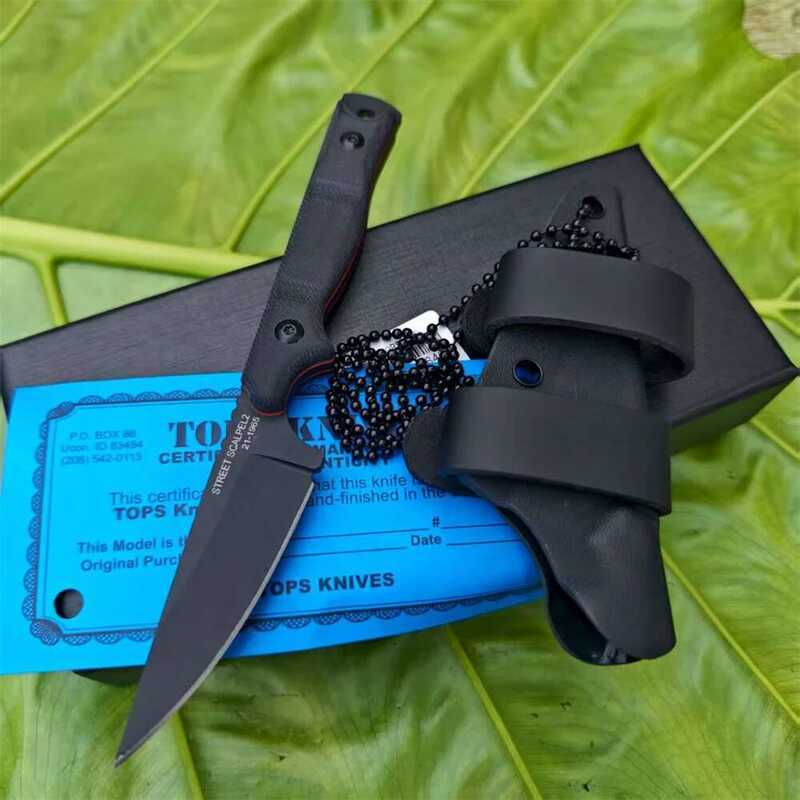 + New Styles TOPS With Sheath Outdoor Straight Knife G10 Handle 8Cr13mov Blade Camping Hunting