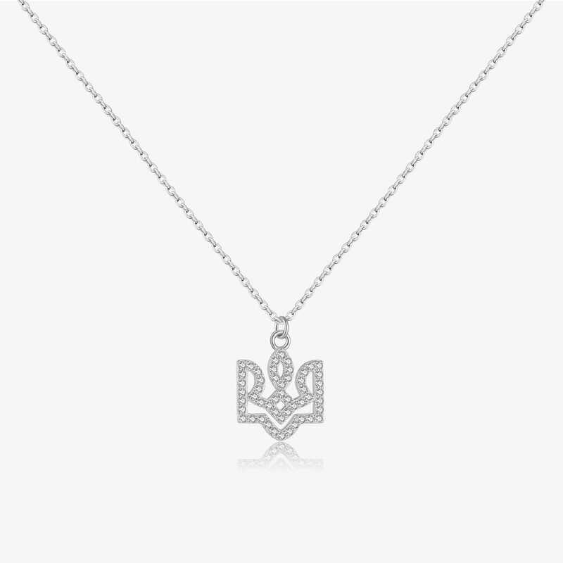 ing Silver Ukrainian Trident Zircon CZ Long Chain Necklace 2025 New Gift Fine Luxury Trendy Jewelry