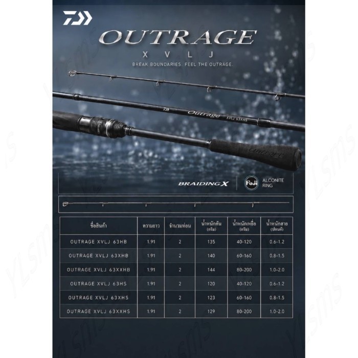 คันเบ็ด Daiwa DAIWA OUTRAGE XV LIGHT JIGGING พร้อมใบรับประกันจากบริษัท Daiwa ที่