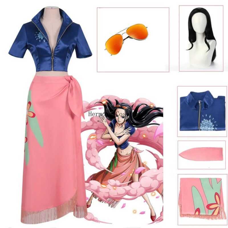 W Anime Cosplay Costume Dress Outfits Nico Robin Cosplay Costume Glasses Party Wig Suit Costumes Fo