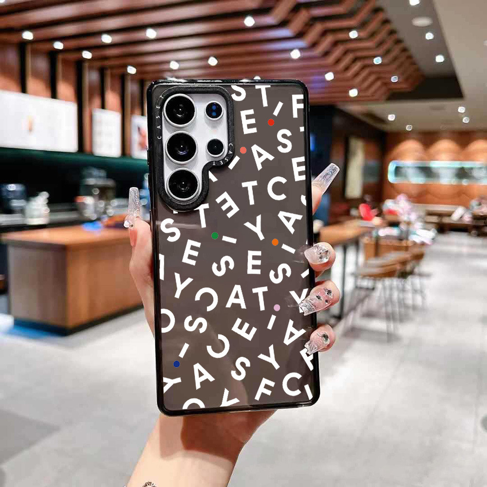 Screenful CSEF White Letter สําหรับ Galaxy S23FE S24FE S23ULTRA S24ULTRA S25ULTRA ฝาครอบ A54 A55 A56 S24 S25 S23Plus สีซิลิโคนนุ่มกันชนกันกระแทก