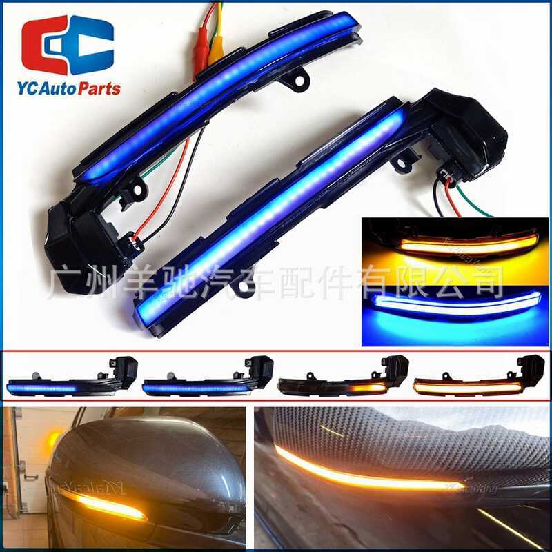 เหมาะสําหรับ Jaguar X760 X250 X260 XJ X351 กระจกมองหลังถอยหลัง LED น้ําไหลไฟเลี้ยว A Touch Blue