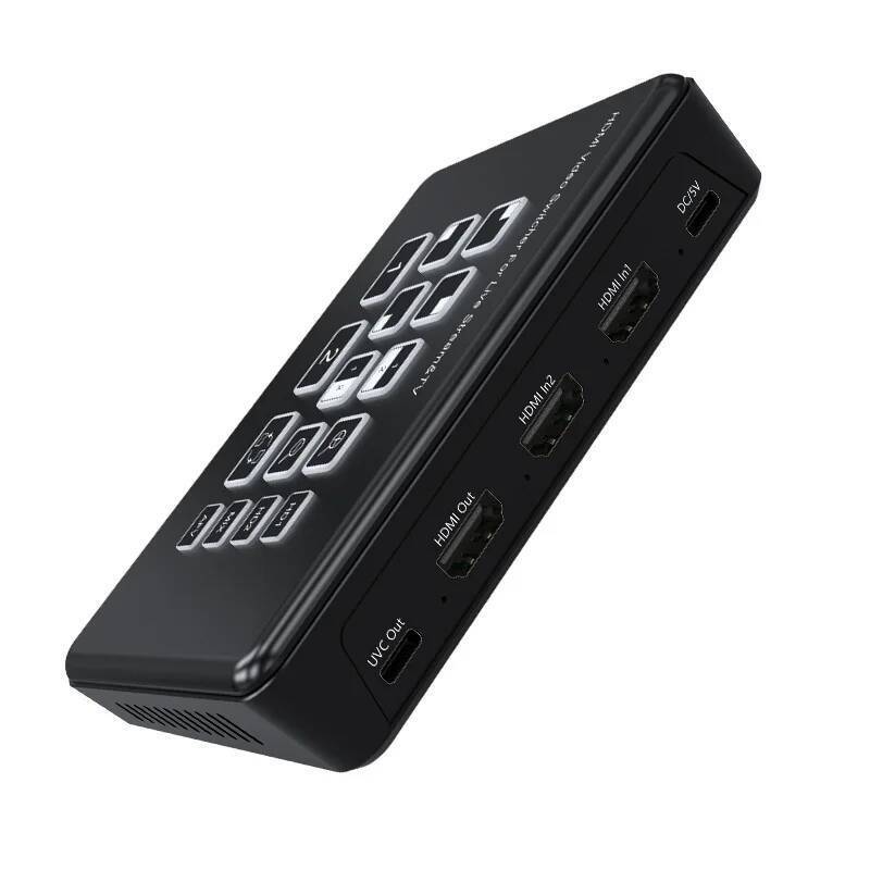 1080P Dual HDMI Live Streaming Video Mixer Switch 2in 1 Out Two Channel Live Broadcast Video Switche