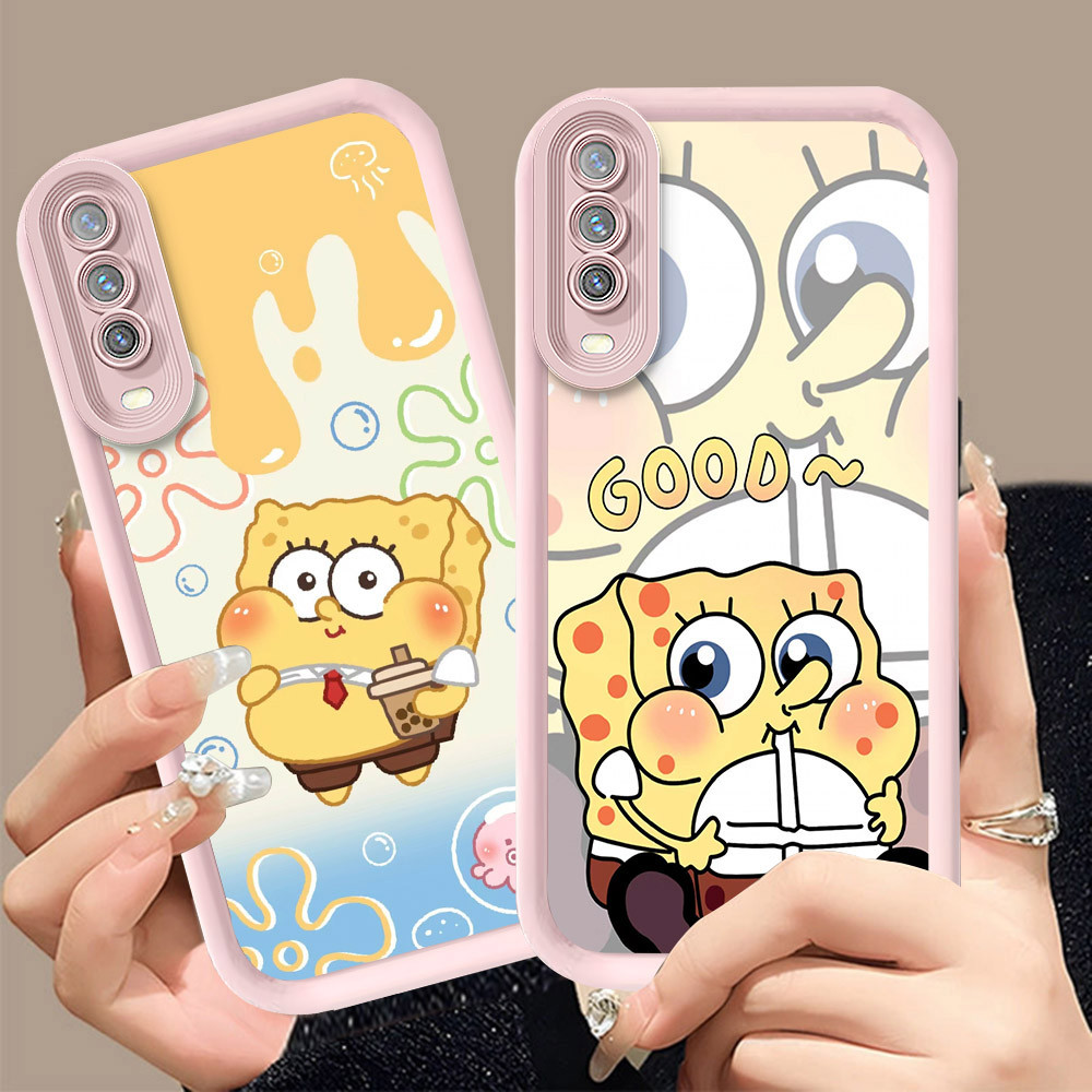 Q-7 SpongeBob ขาวดำเคสโทรศัพท์หรับ Samsung Galaxy A50 A30S A50S ปกสีชมพู