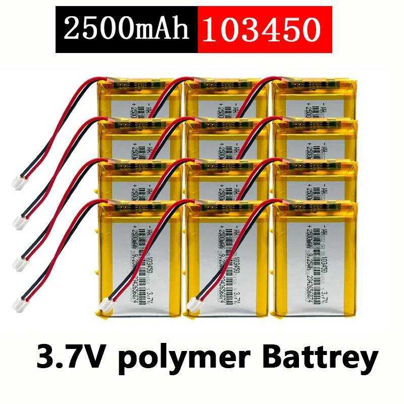 Mah Polymer Lithium Rechargeable Battery JST 2.0Mm 2Pin Plug For Camera GPS Navigator Mp5 Bluetooth