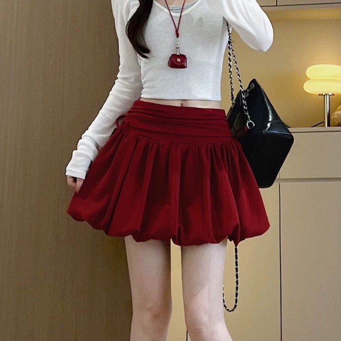 White Bud Culottes 2026 Summer Thin Style miu Miu Style Skirt Korean Style Design Sense a Type Skirt