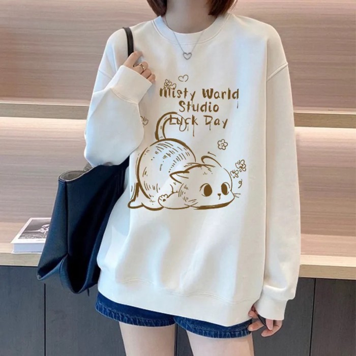 เสื้อสเวตเตอร์แขนยาวคอกลมสําหรับผู้หญิง - เหมาะสําหรับฤดูใบไม้ร่วง