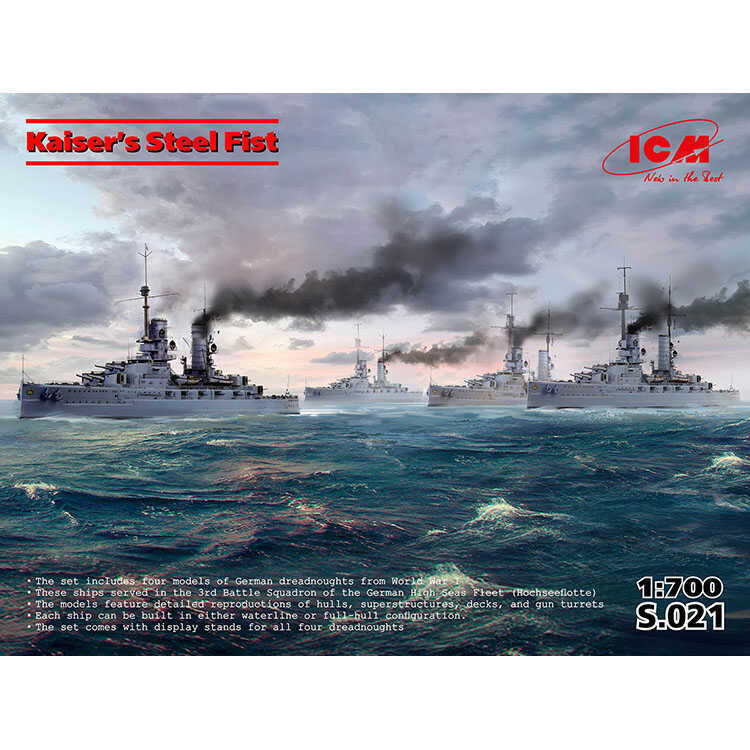 ICM S021 1/700 Kaiser’s Steel Fist World War I German König-Class Battleships 4-Ship Set