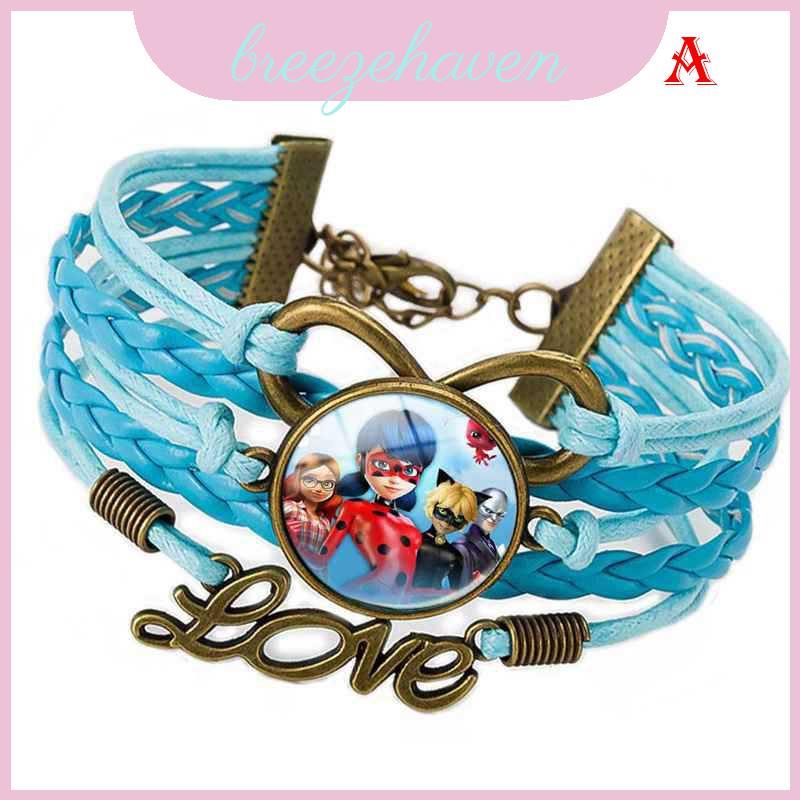 Vibrant Miraculous Ladybug And Cat Noir แรงบันดาลใจเวลาอัญมณี Cabochon Handcrafted เชือกพร้อมสร้อยข้