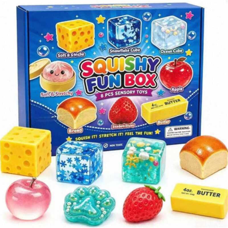 cs/Box TPR Maltose-Filled Squishy Toy, Slow Rising Stress Relief Sensory Fidget Decompression Blind
