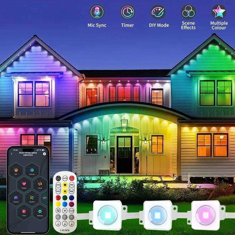 C Eaves Lights Smart RGB Permanent Outdoor Lights DIY Colors Waterproof Eaves Lighting For Christma