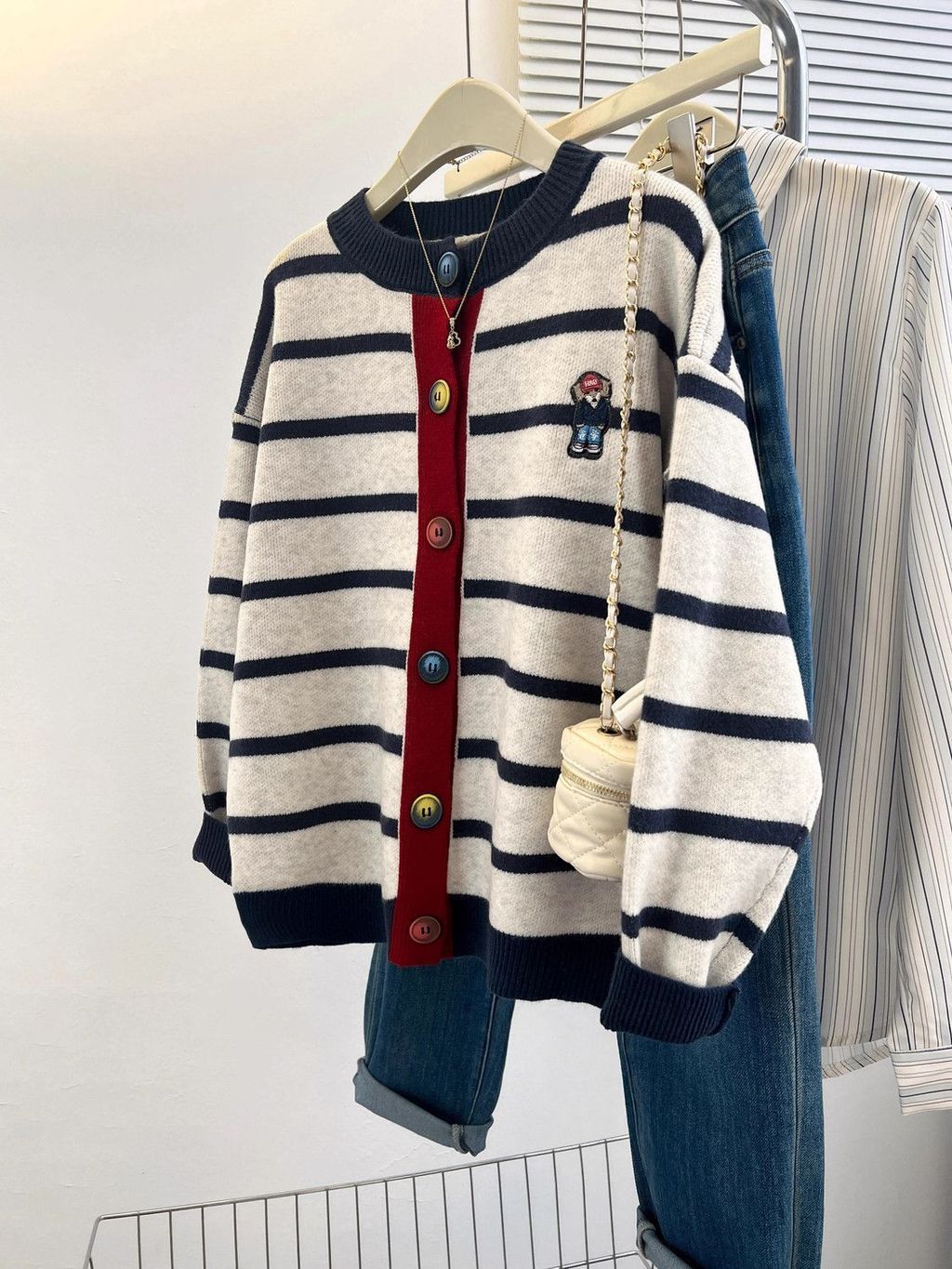 แจ็คเก็ตกันหนาวลายกระโหลกแบบหลวม สไตล์ใหม่