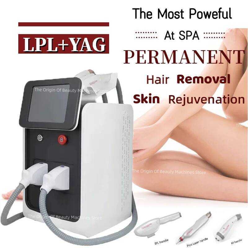 มัลติฟังก์ชั่ไดโอดเลเซอร์ IPL + RF + Nd Yag ผมสักกําจัดมืออาชีพแบบพกพา OPT 3 ใน 1 ความงาม hine