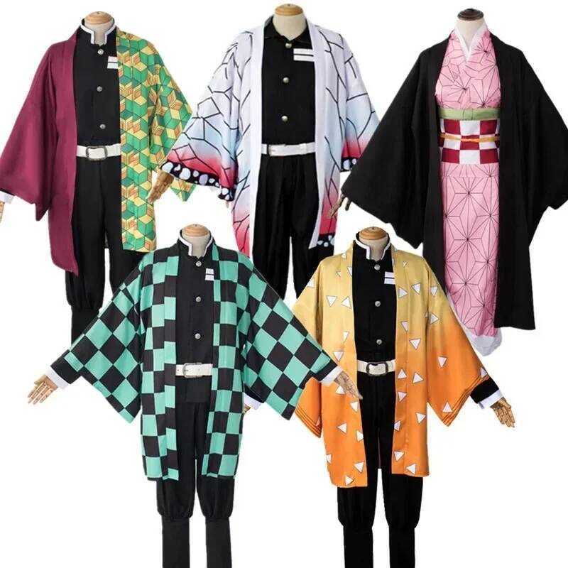 C New Demon Slayer Cosplay Tanjiro Nezuko Cosplay Kids Shinobu Costume Japanese Anime Cartoon Hallo