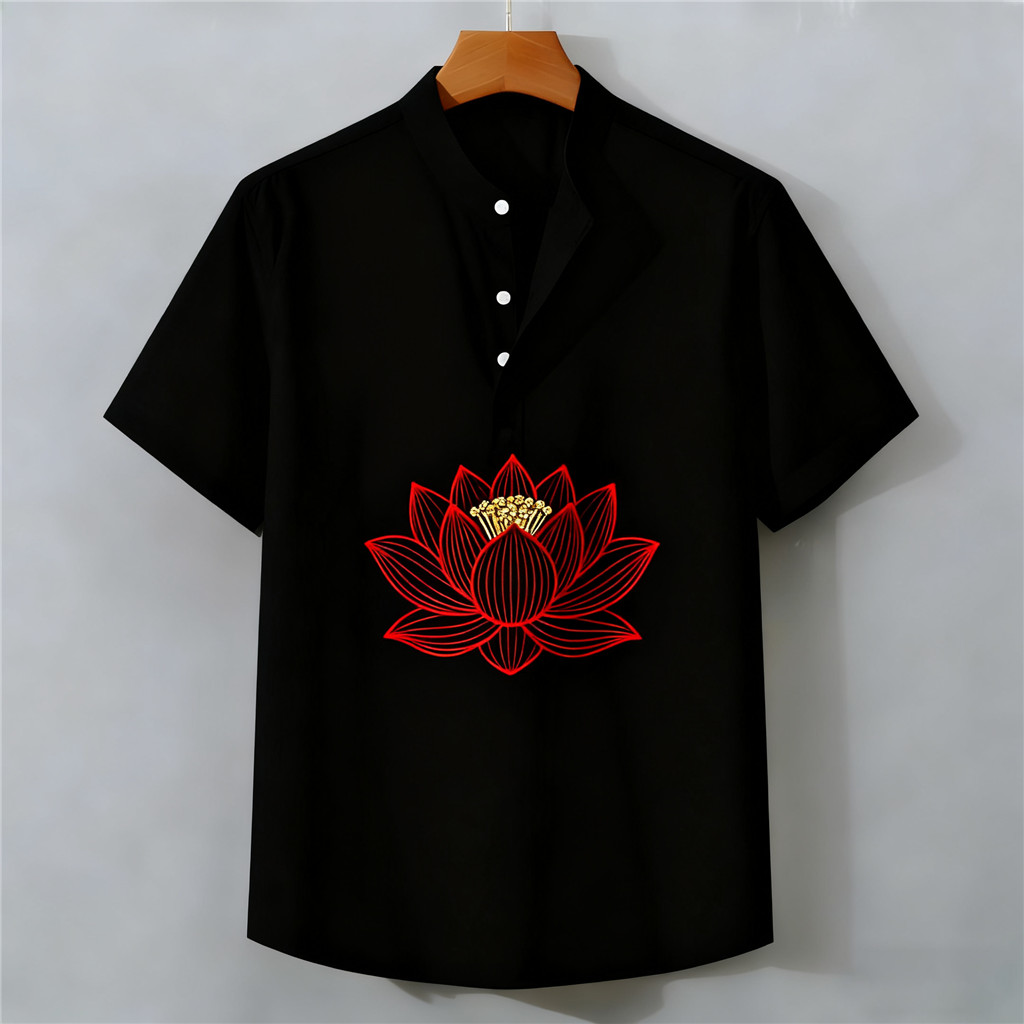 เสื้อเชิ้ตสีดำใหม่สไตล์ไทยพร้อมพิมพ์3D เหมาะสมสำหรับงานสำคัญ
