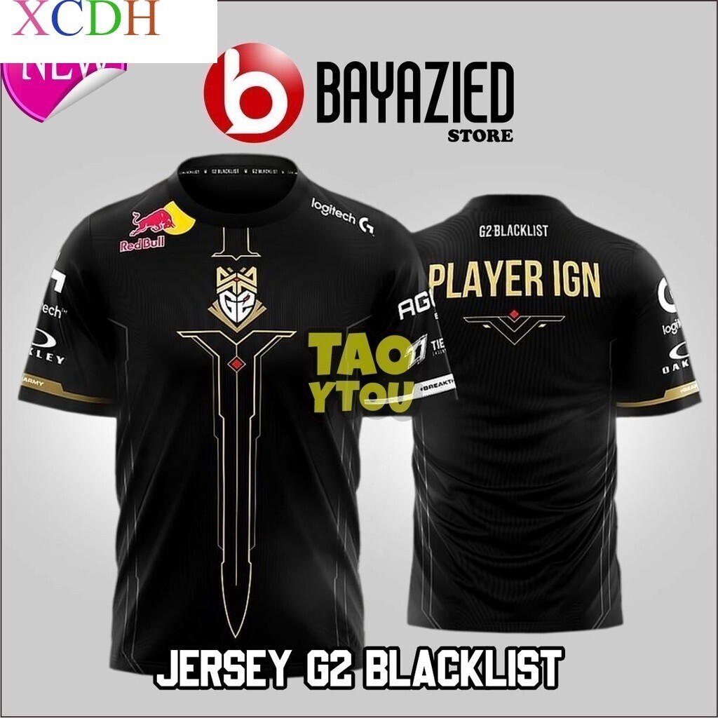 [หมายเลขชื่อที่กําหนดเองฟรี] 2025 ลําลองและอเนกประสงค์ใหม่ G2 BLACKLIST JERSEY LOL GAME