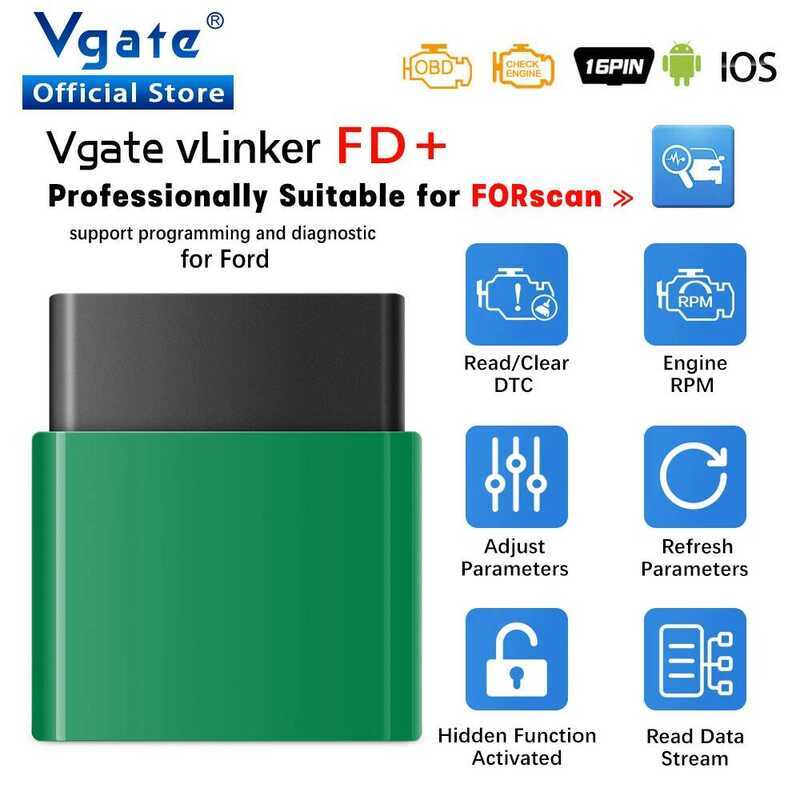 Vgate vLinker FD ELM327 FORScan สำหรับ Ford Scan Bluetooth 4.0 WIFI ELM 327 OBD2 เครื่องมือวินิจฉัยร
