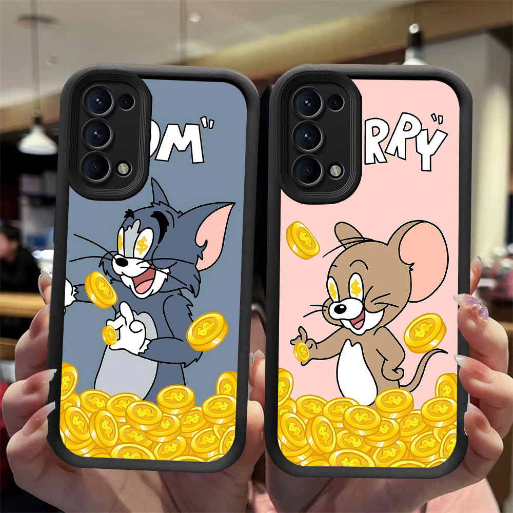 J-27 Cat gold Mouse ดำขาวชมพูเคสโทรศัพท์หรับ OPPO Reno 4 5 4F 5Z 5F Lite 5G