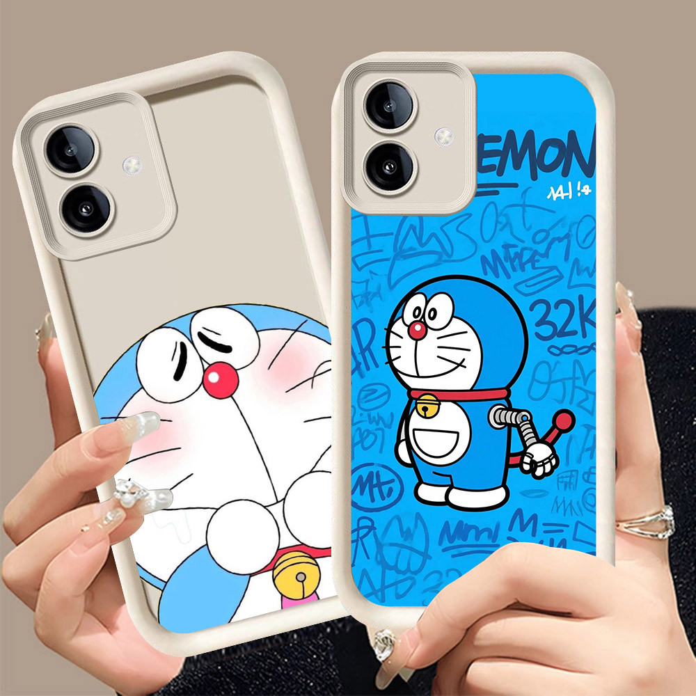 Q-27 Doraemon ขาวดำเคสโทรศัพท์หรับ VIVO IQOO U5 Y75 Y02A U5E Y02T Y02 Z6 5G ปกสีชมพู