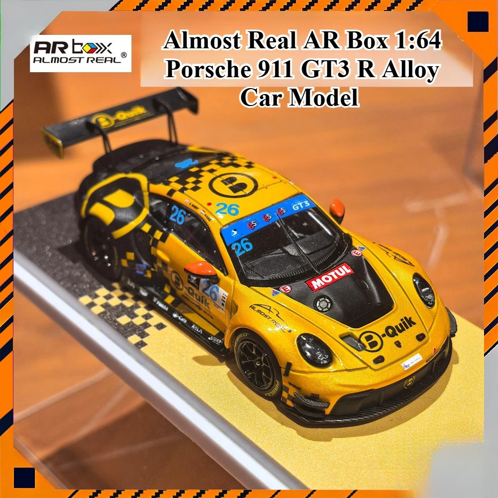 เกือบจริง AR Box 1:64 Porsche 911 GT3 R โมเดลรถโลหะผสม Thailand Super Series 2025 #26 ของเล่นDiecast
