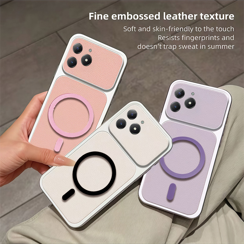สําหรับRealme C61 C63 Narzo N63 C65 C67 4Gเคสโทรศัพท์ออกแบบใหม่สีขดลวดแม่เหล็กเลนส์ขนาดใหญ่หน้าต่างกันกระแทกปลอกCSCX01