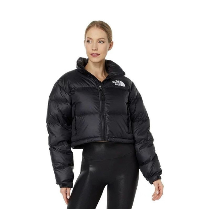 TNF สีดําสีขาว The North Face 1984 1996 สั้น Crop ปักเป้าแจ็คเก็ตหนา Warm Coat สําหรับผู้หญิงฤดูหนาว