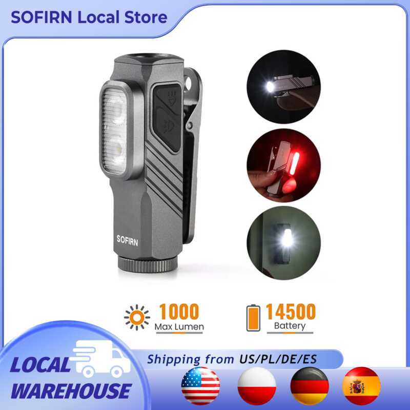 SOFIRN ST10 1000LM EDC ไฟฉาย USB C 14500 ชาร์จแสงสีแดง 660NM หางแม่เหล็กและไฟฉายสวิตช์คู่