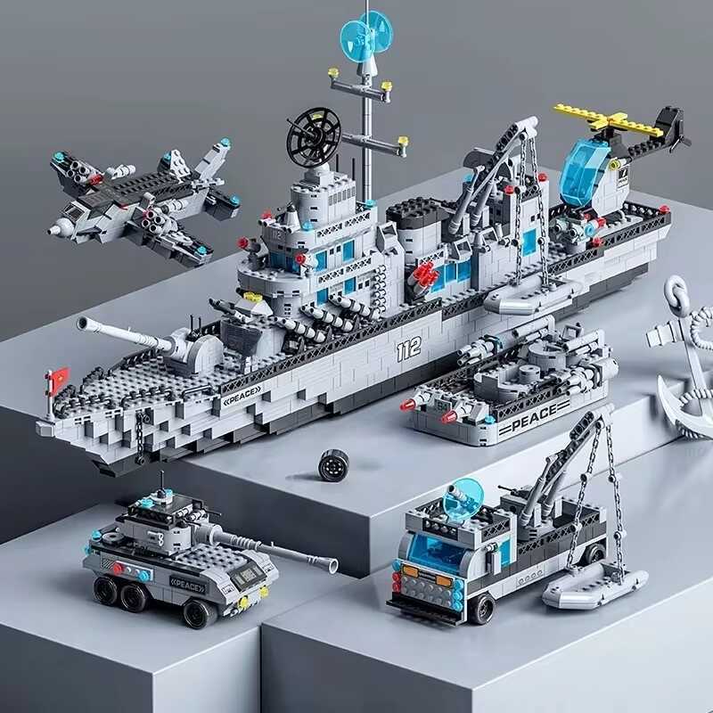 itary Navy Ship Sets Building Blocks War Army Boat Plane Model Toys For Bricks Toys Christmas Gifts