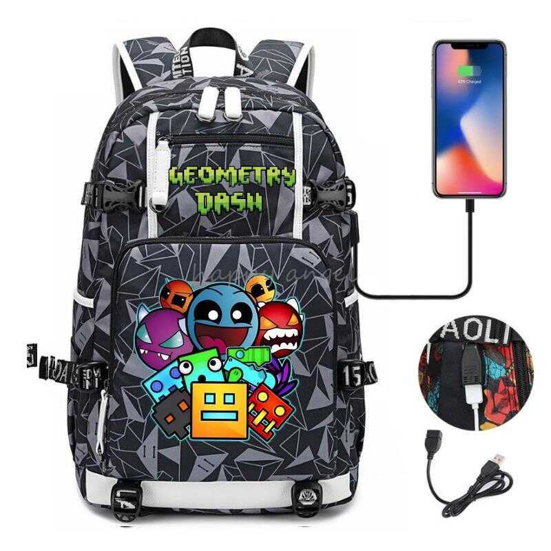 ash Printing Backpack For Teenage Boys Hight Quality Usb Charge School S Student Bookbag Men Travel