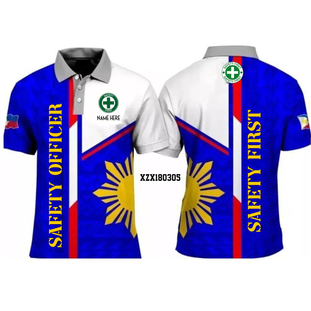 SAFETY FIRST & SAFETY OFFICER PHILIPPINE FLAG GOOD EDITION เสื้อโปโล 3D-ฟรี CUSTOM