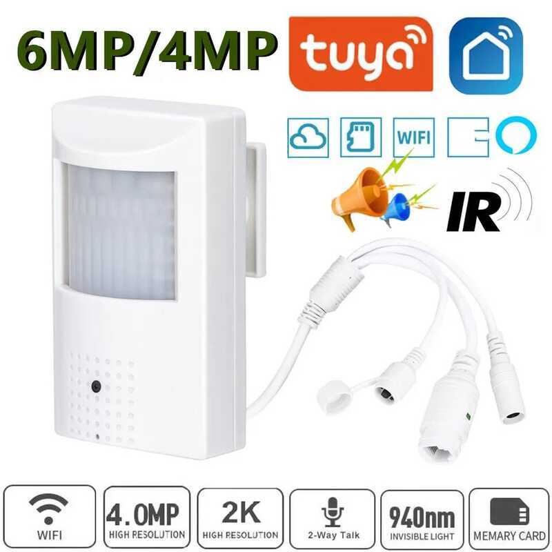 กล้องวงจรปิด Tuya 6MP Mini WiFi IP 4MP แบบ PIR สำหรับใช้งานภายในอาคาร รองรับ Onvif พร้อมระบบเสียงในต