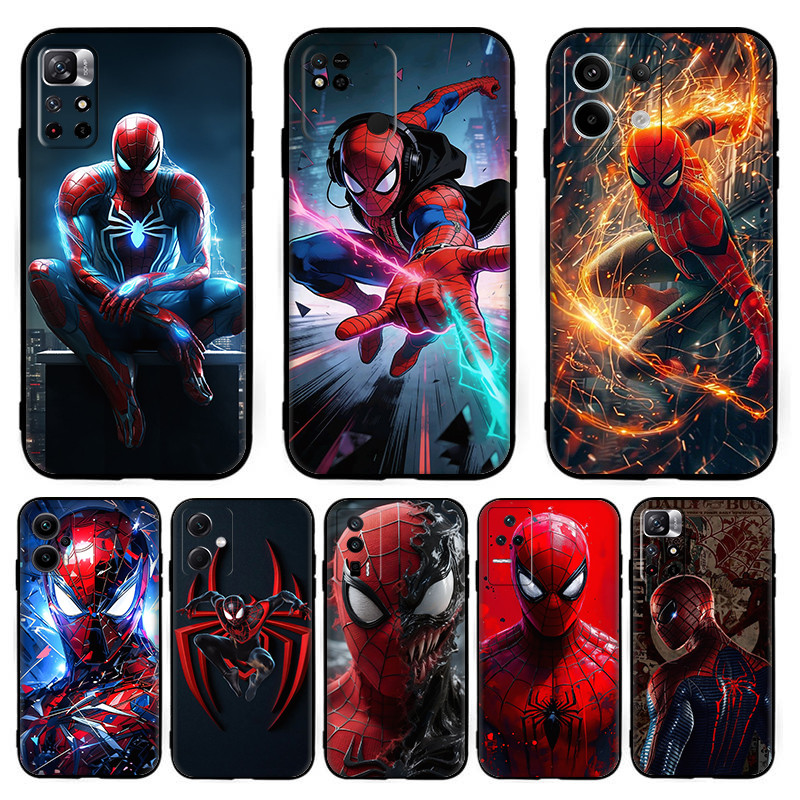 สําหรับ Redmi หมายเหตุ 11 12S 13 Pro Plus 12 Pro sped KY94 อะนิเมะ Spider Man ปลอก 7Y4 สีดํา TPU ซิล