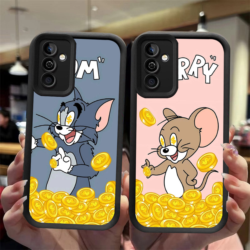J-27 Cat gold Mouse ดำขาวชมพูเคสโทรศัพท์หรับ Samsung A14 A05S A04S A25 A34 A73 A15 A24 5G