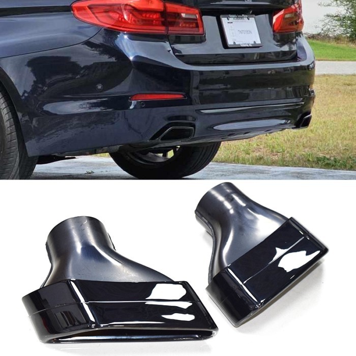 Black Square Muffler Tip Tailpipe Direct Fit For BMW G30 G31 5 Series 530i 540i 2019-2023 Exhaust U