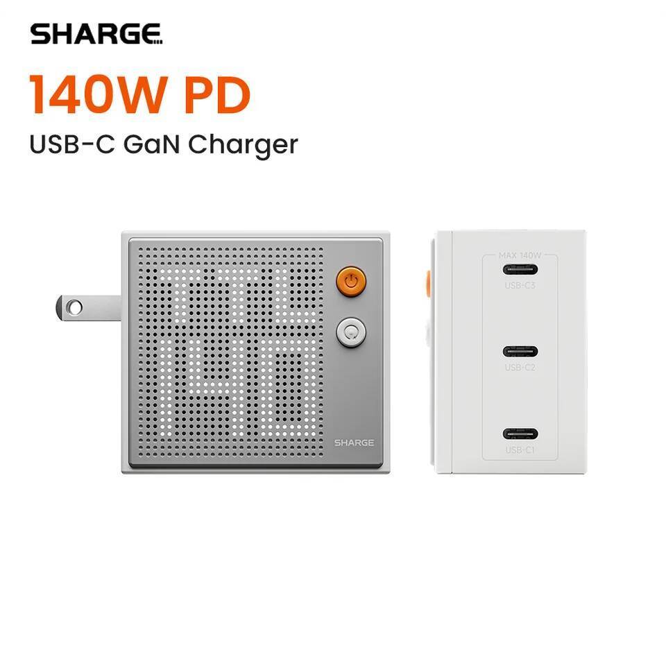 SHARGE 100 W/140 W GaN USB-C Charger QC4.0 PD3.1 Quick Charge สําหรับ MacBook แล็ปท็อปแท็บเล็ต PD Fa